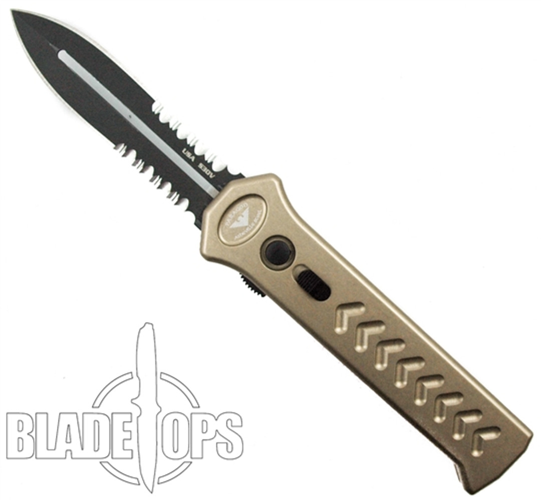 Paragon Pewter PARA-XD OTF Auto Knife, DLC Black Combo Dagger Blade