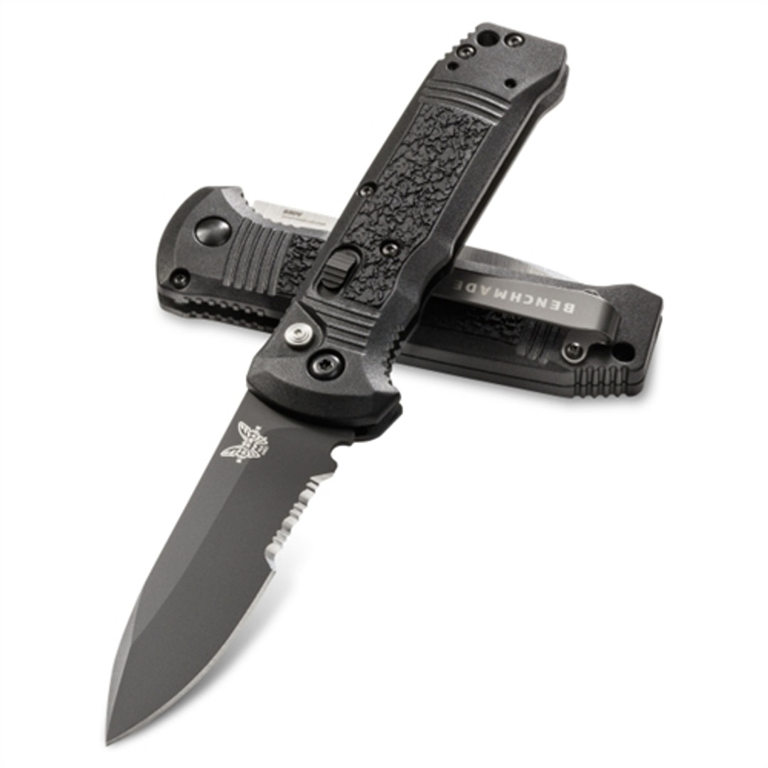 Benchmade 4400SBK-1 Blue Casbah Auto Knife, CPM-S30V Black Combo Blade REAR VIEW