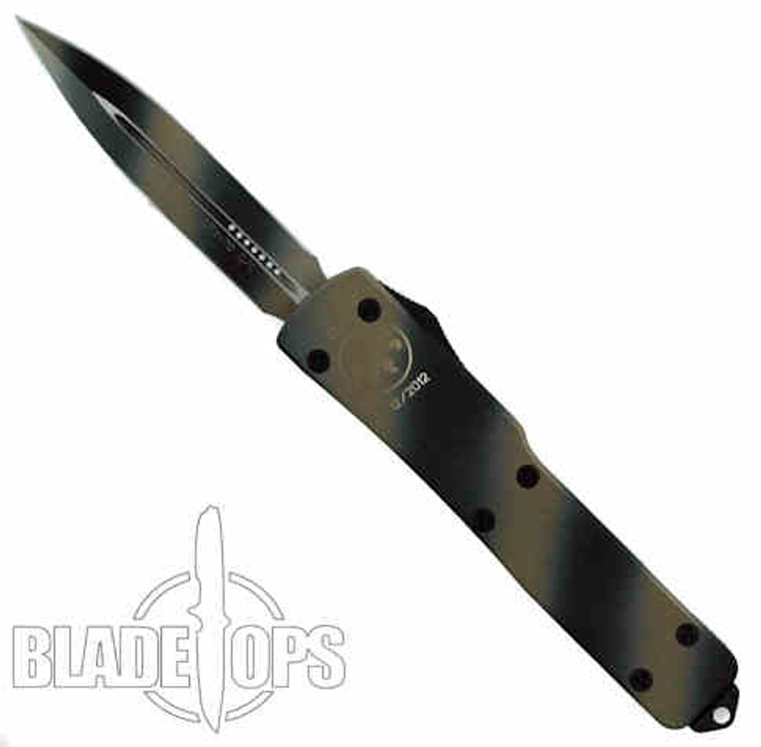 Microtech Tactical UTX70 D/A OTF Knife, Double Edge, Tan Camo