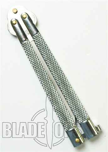 Checkered Stainless Butterfly Knife, Clip Point