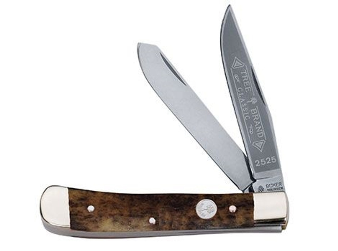 Boker Classic 112525BK Trapper Buckskin Bone Non-Locking Folder Knife, Satin Blades