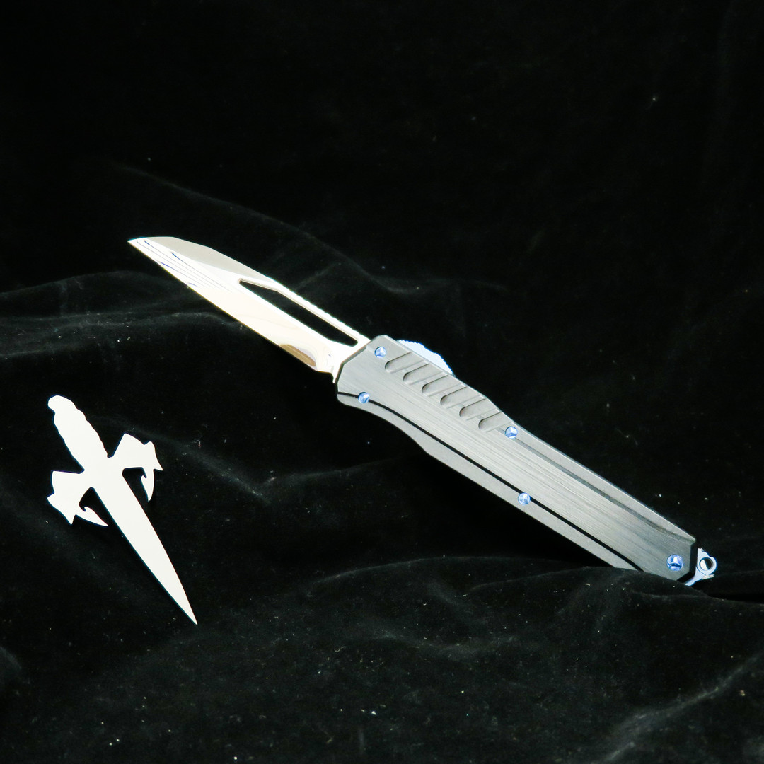 Marfione Custom Knives Cypher MK7 S/E OTF Auto Knife, Mirror Polish Blade glamour shot