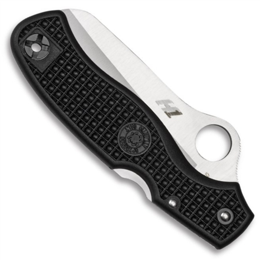 Spyderco Atlantic Salt Folding Lockback Knife, H1 Steel SpyderEdge Blade, Black FRN Handle, C89SBK, Clip View