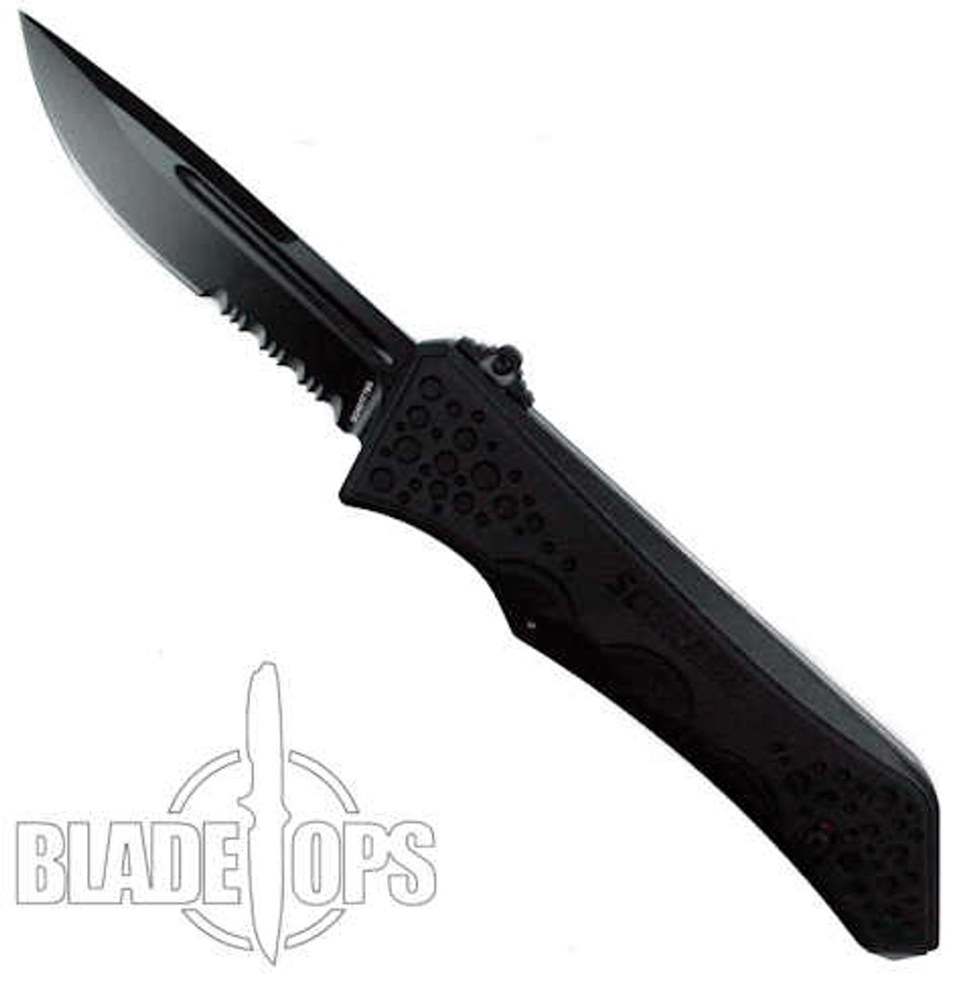 Schrade SCHOTF7BS OTF Assist Knife, Black Combo Drop Point