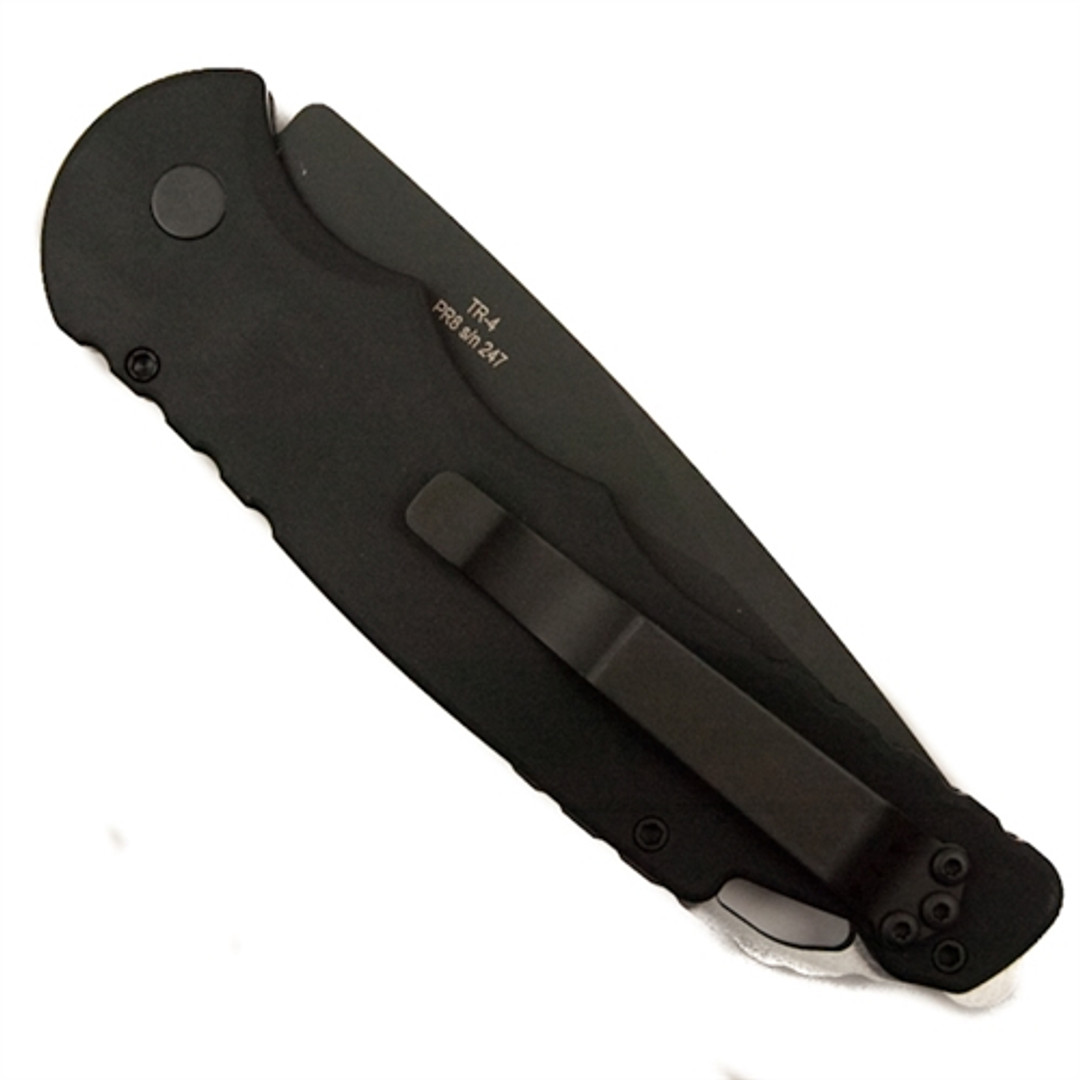 Pro-Tech TR-4.4D2 Tactical Response 4 Auto Knife, D2 Black Combo Blade REAR VIEW