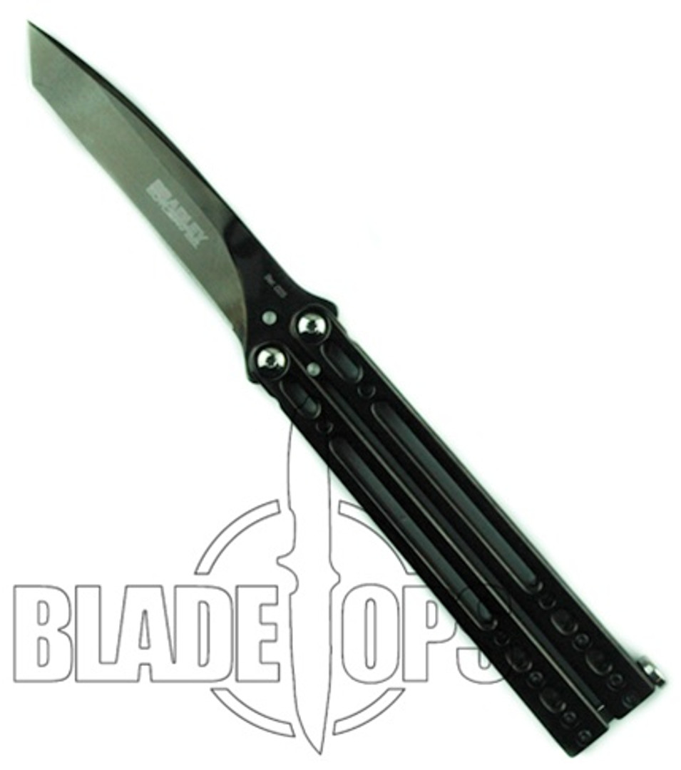 Bradley Kimura VI Butterfly Knife, Limited Edition Polished Black, Tanto Point, BC5500-VIBLK