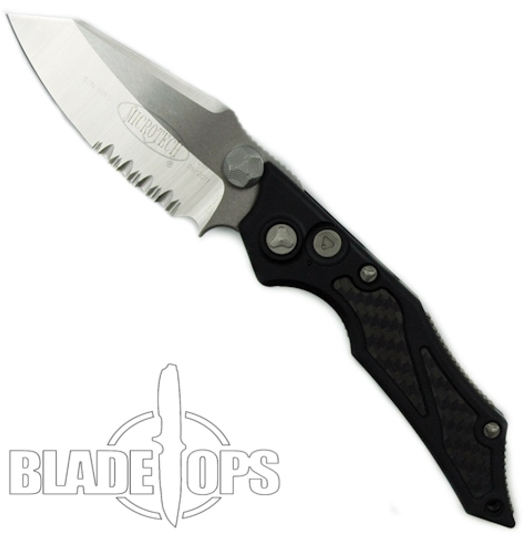 Microtech Select Fire Dual Action Knife, MT128-5, Satin Part Serrated Blade