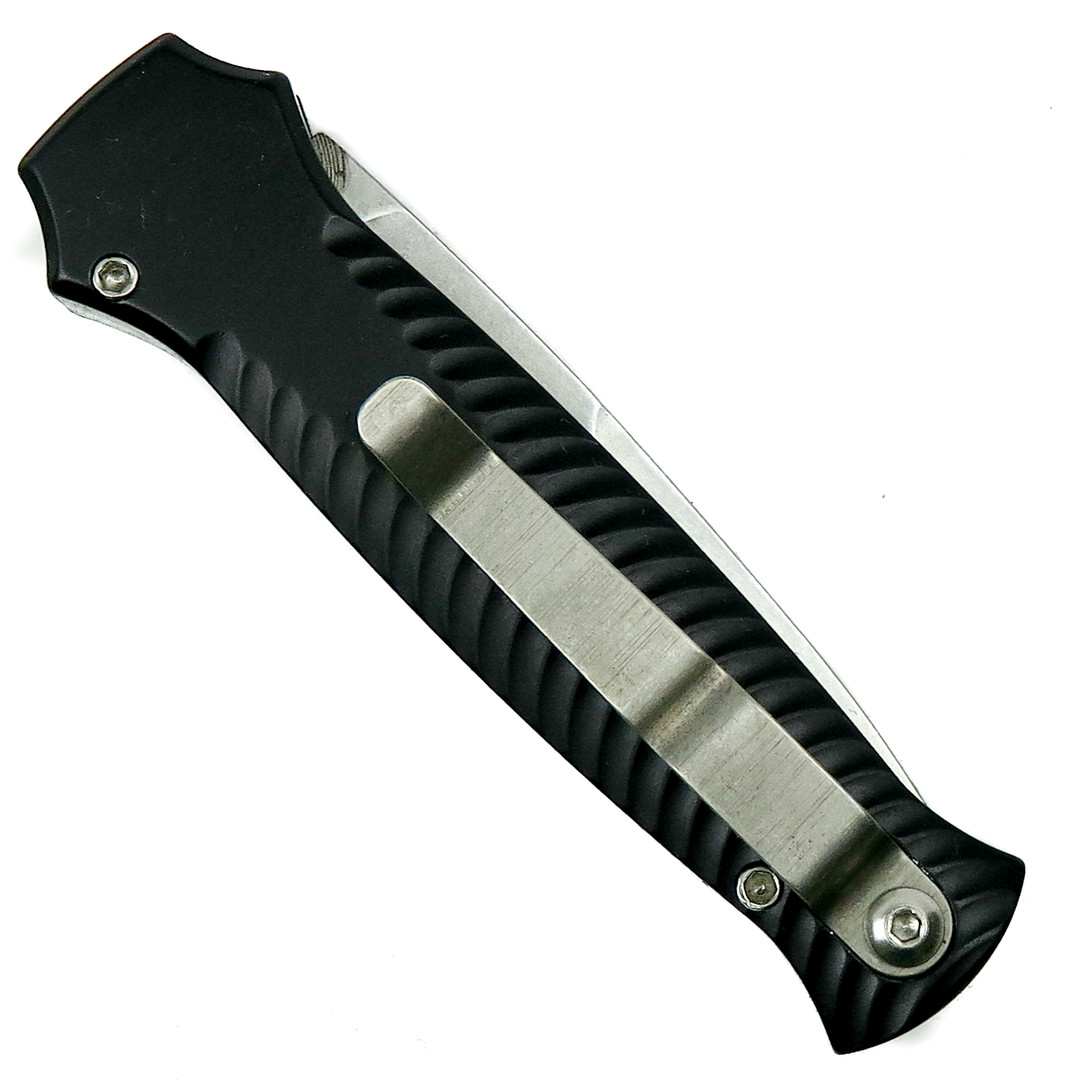 Piranha Mini-Guard Auto Knife, CPM-S30V Stonewash Combo Blade  Clip View