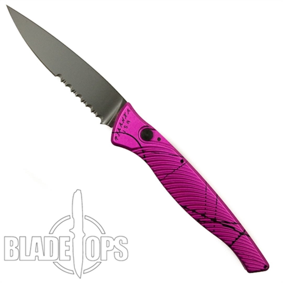 Piranha Pink DNA Auto Knife, CPM-S30V Black Combo Blade