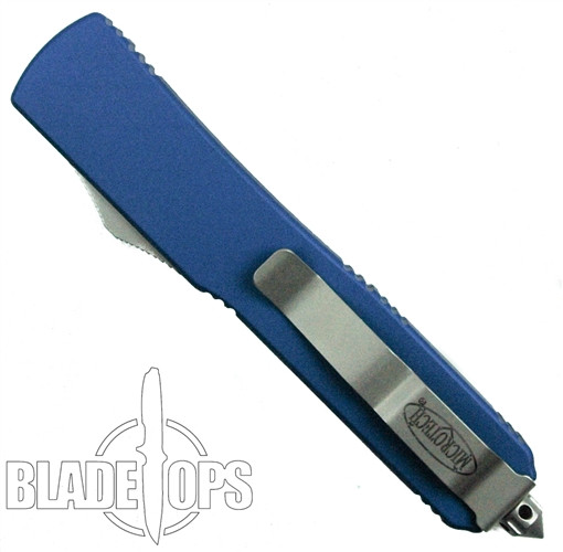 Microtech Blue Ultratech OTF Knife, Satin Tanto Blade