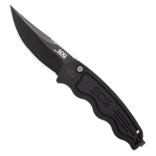 SOG ST11 Mini SOGTAC Clip Point Auto Knife, AUS8 Black Blade
