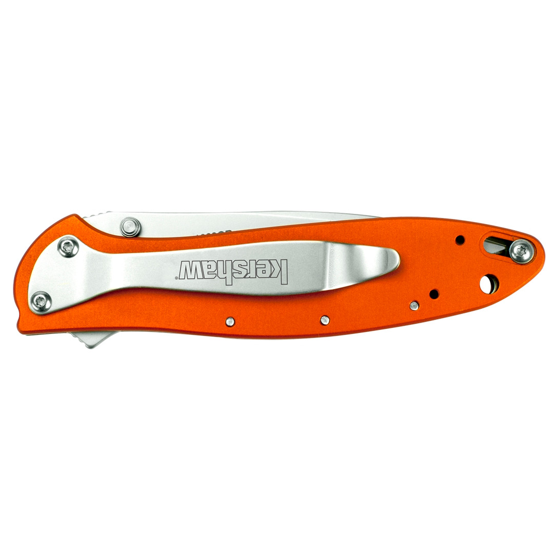 Kershaw Orange Leek Spring Assist Knife, Plain Blade, 1660OR REAR VIEW