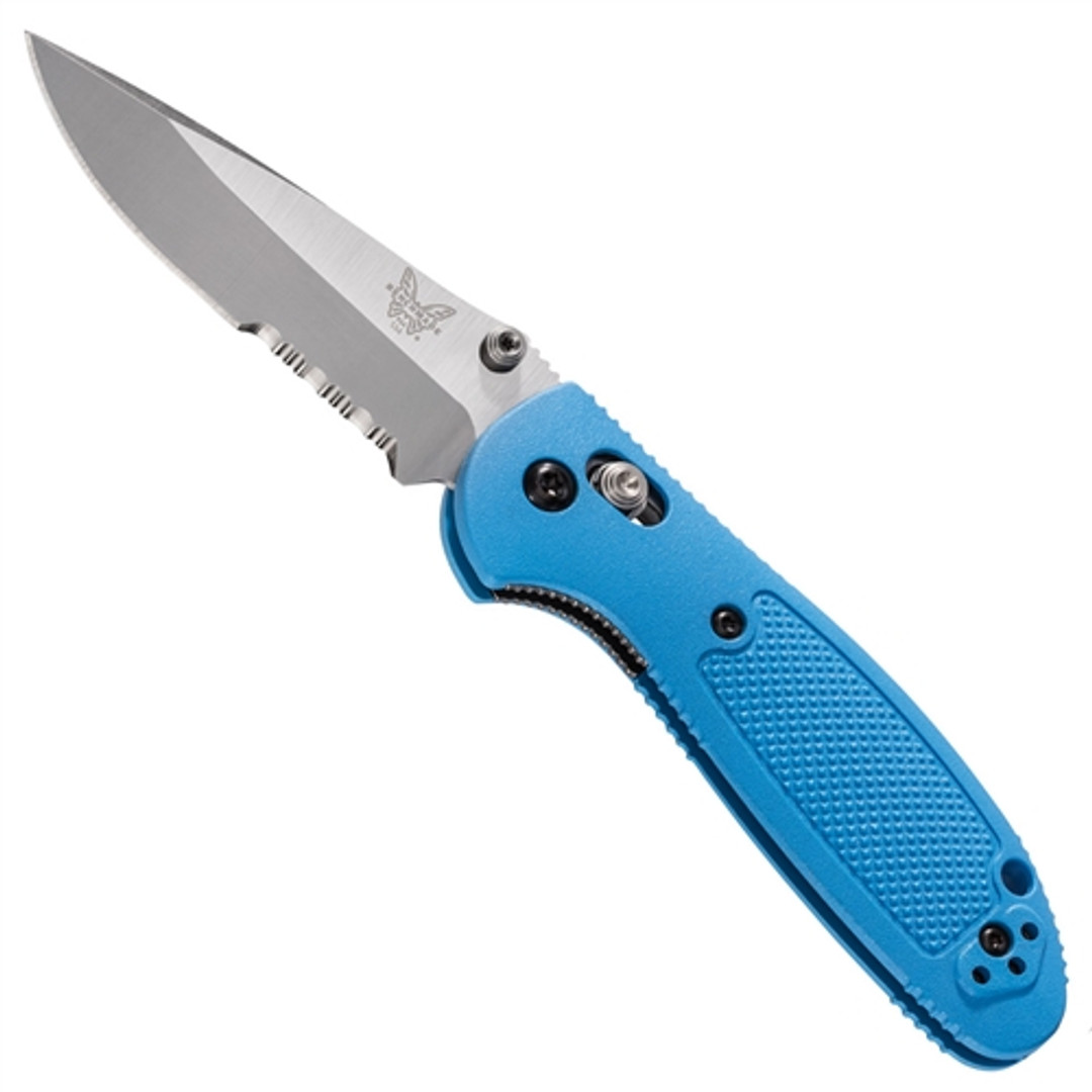 Benchmade 556S-BLU Blue Mini Griptilian Folder Knife, 154CM Satin Combo Blade