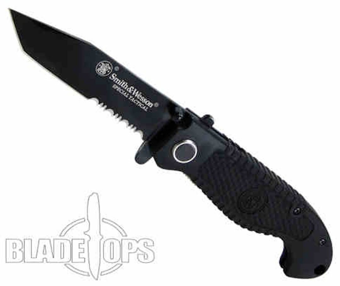 Smith & Wesson CKTACBS Special Tactical Folder Knife, Tanto Combo Black Blade