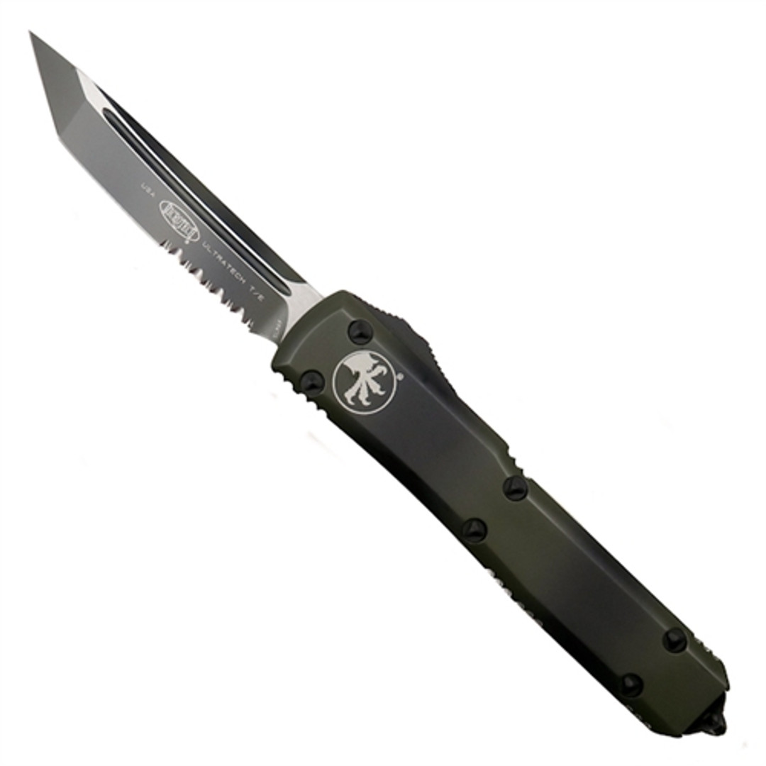 Microtech 123-2CCGC Green Camo Contoured Ultratech T/E OTF Auto Knife, Green Camo Combo Blade