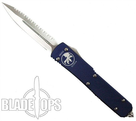 Microtech Ultratech Purple OTF, Plain/Full-Serrated Double Edge Satin Blade