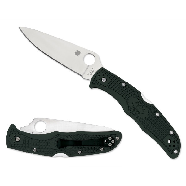 Spyderco British Racing Green Endura 4 Folding Knife, ZDP-189 Satin Blade REAR VIEW