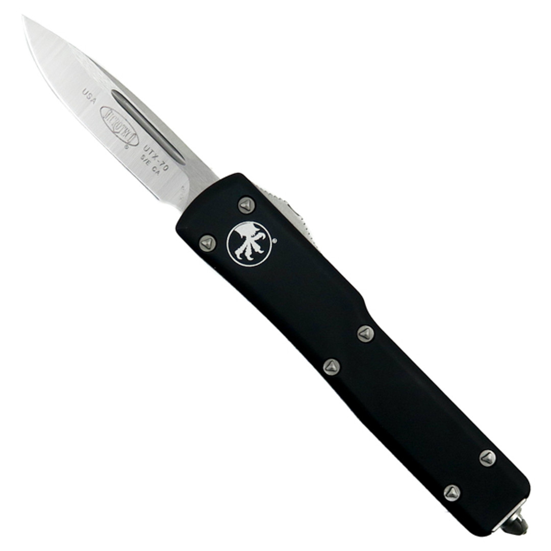 Microtech CA Legal UTX70 OTF Knife, Satin Plain Single Edge