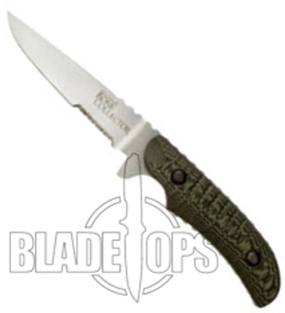 Benchmade Bone Collector 15000S-1 Caping Fixed Blade Knife, Green/Black G10 Handle, Combo Edge