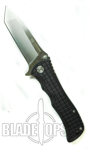 Blackjack Model 1 Tanto Point Spring Assist Knife, Black, PLN, BJ033