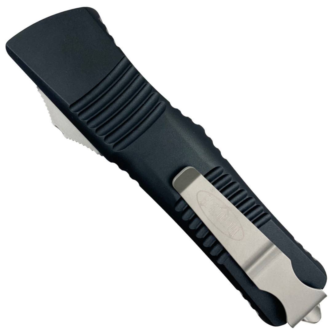Microtech 142-6 Combat Troodon D/E OTF Auto Knife, Full Serrated Satin Blade REAR VIEW