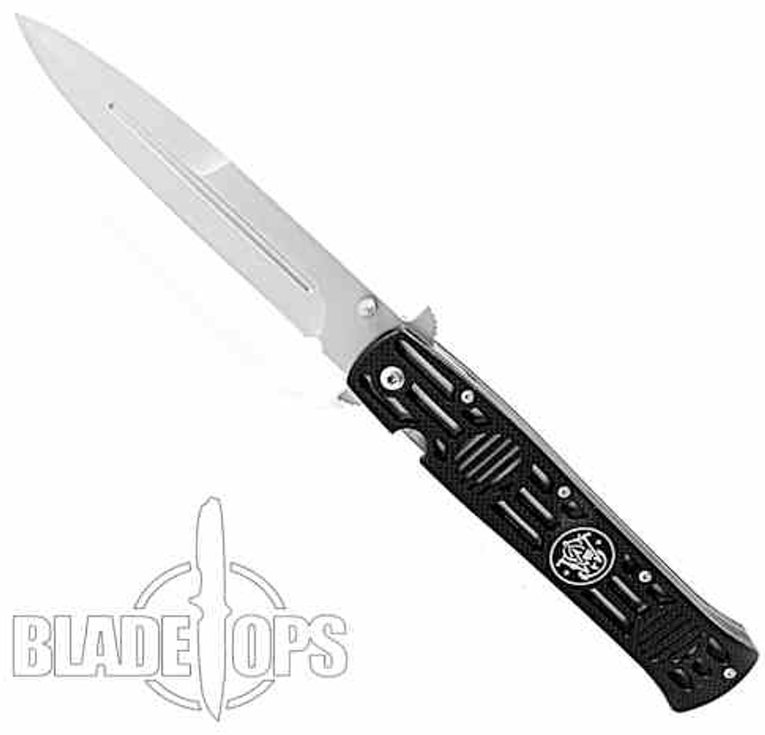 Smith & Wesson CK114L Large Dagger Folding Knife, Satin Plain Blade