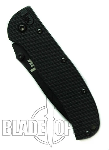 Benchmade H&K Mini Ascender Folder Knife, Black Tactical, Tanto Part Serrated Edge, 14301SBT