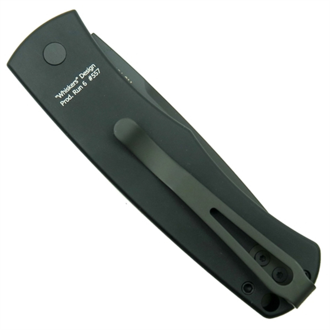 Pro-Tech BR-1.22 Magic "Whiskers" Bolster Release Auto Knife, Carbon Fiber, 154CM Black Blade REAR VIEW