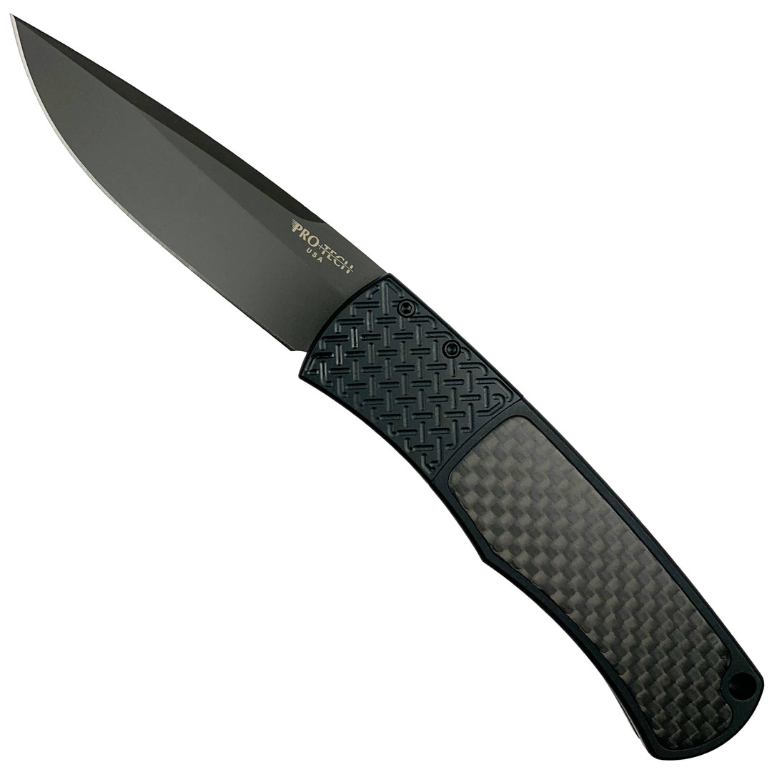 Pro-Tech BR-1.22 Magic "Whiskers" Bolster Release Auto Knife, Carbon Fiber, 154CM Black Blade