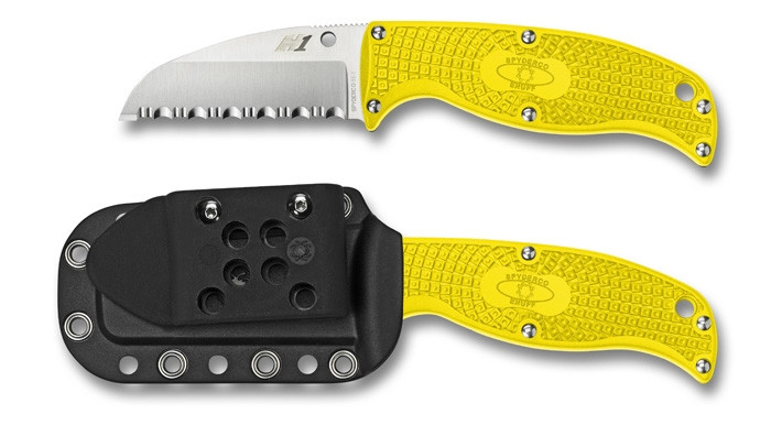 Spyderco Yellow Enuff Fixed Blade Knife, H-1 Satin SpyderEdge Blade