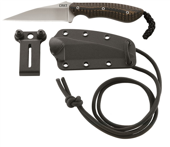 CRKT 2388 S.P.E.W. Wharncliffe Fixed Blade Neck Knife, Bead Blast Blade