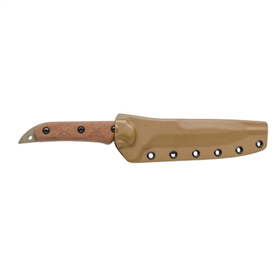 TOPS MISS-01 Tan Missile Strike Micarta Fixed Blade Knife, 1095 Carbon Coyote Tan Blade