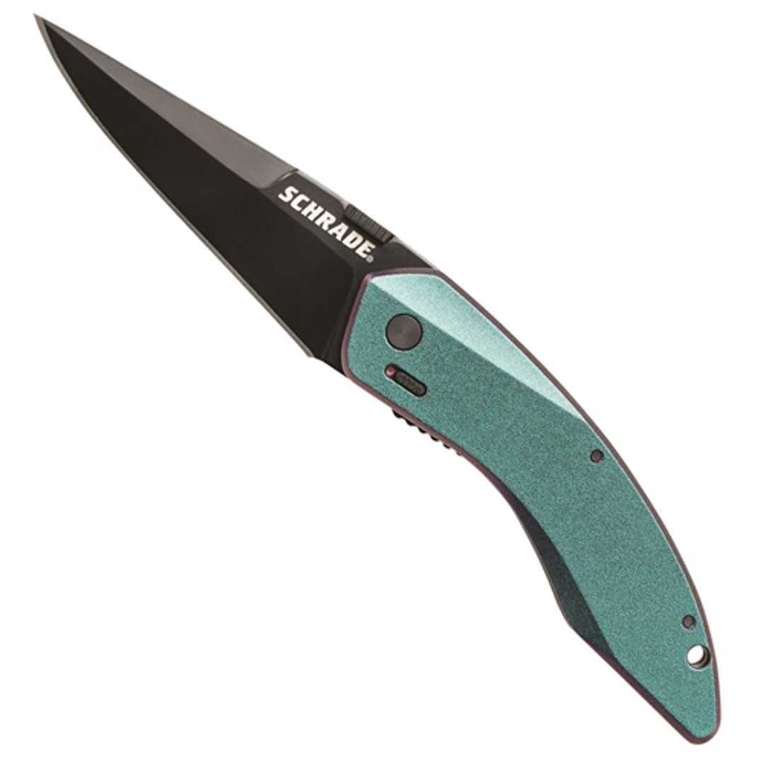 Schrade SCHA9C ColorShift Land Shark Assist Knife, Black Blade