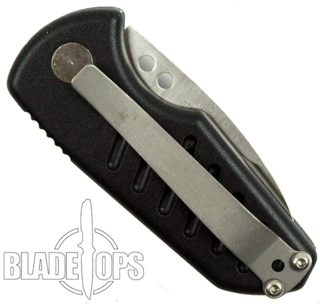 Snubnose Auto Knife, Plain Drop Point, Black Handle