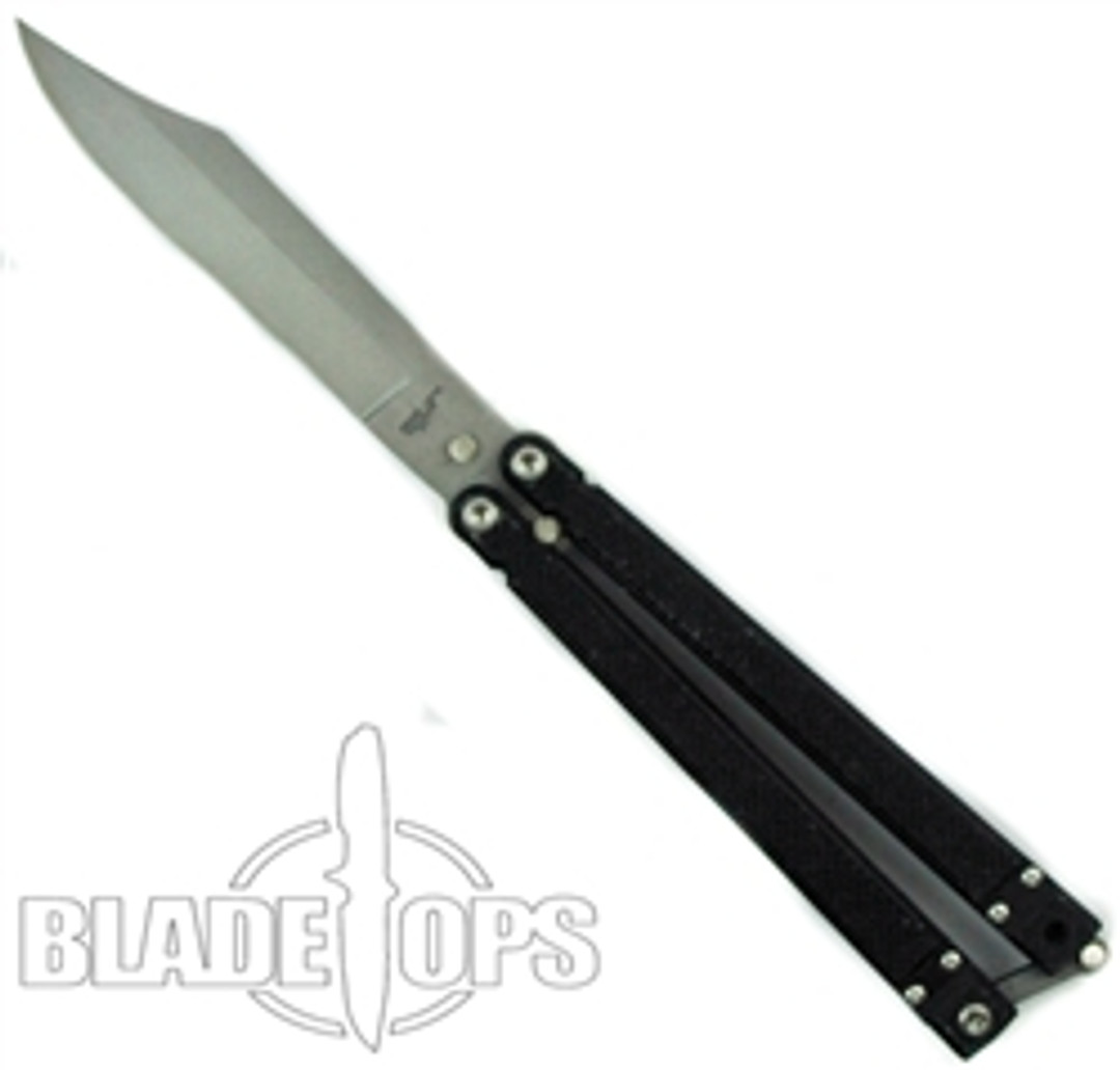 Bear Ops Bear Song Butterfly Knife, Black G10, Bead Blast Clip Blade, B200B4P