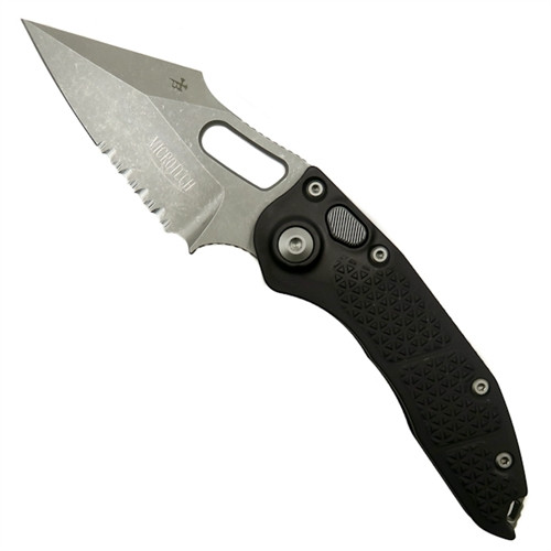 Microtech 169-11AP Borka Stitch Wharncliffe Auto Knife, Apocalyptic Stonewash Combo Blade