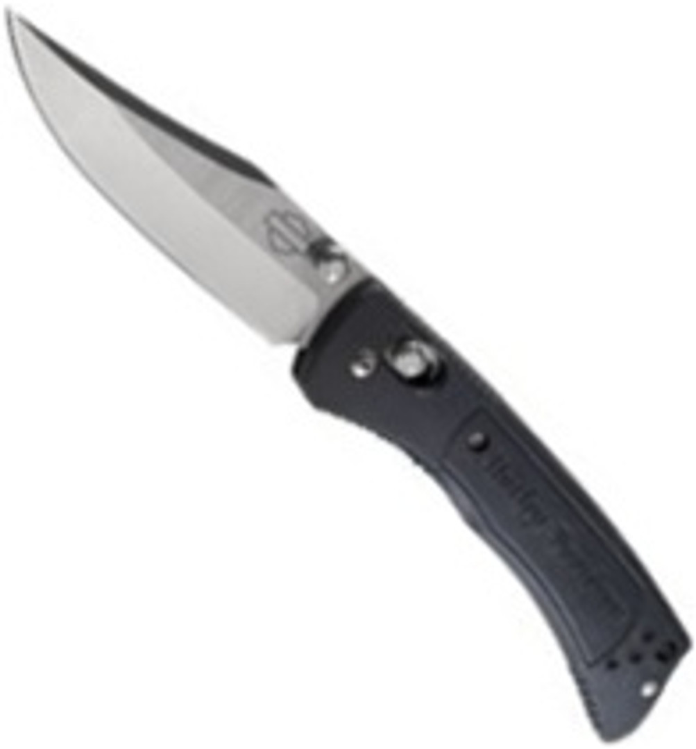 Benchmade Harley Davidson 13150-1 McHenry Mini Hardtail AXIS Knife, PLN Satin Blade