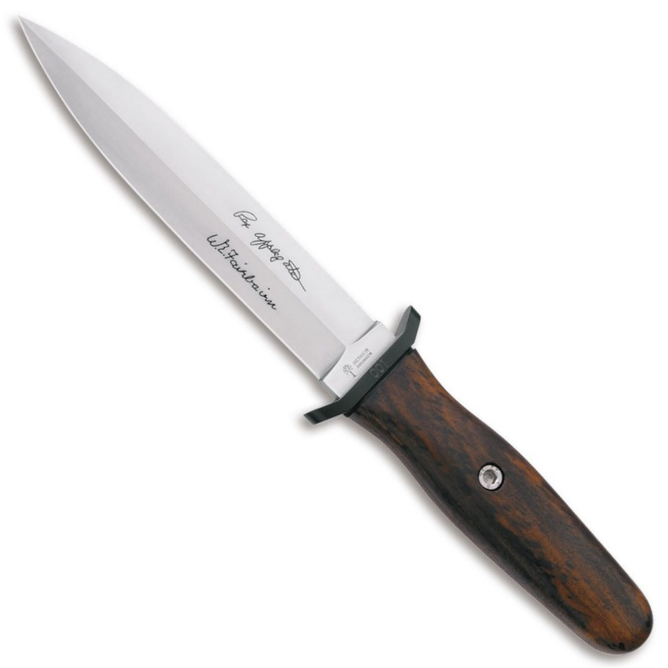 Boker Applegate Fairbairn II Fixed Blade Combat Knife, Wood Handle