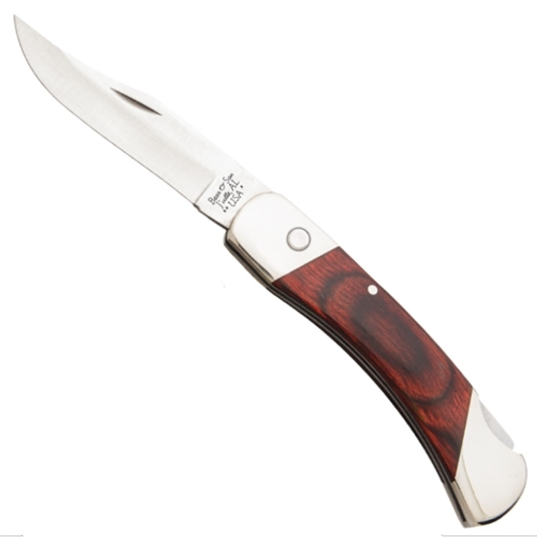 Bear & Son 2A97R A97 Rosewood/Stainless Steel Auto Knife, Satin Blade