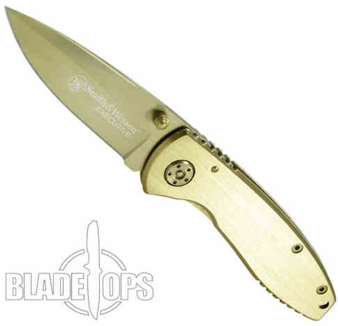 Smith & Wesson CK110GL Executive Folding Knife, Gold Handle, Gold Drop Point Blade