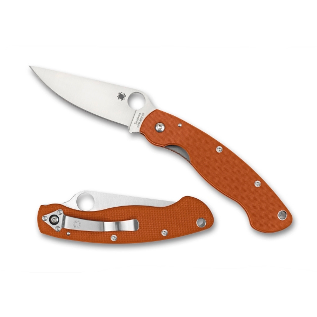 Spyderco Sprint Run C36GPBORE Burnt Orange Military Folder Knife, CPM-REX 45 Satin Blade