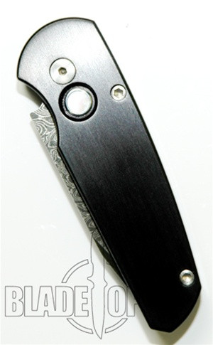 Pro-Tech Runt 3 Tanto, Damascus Blade, Black Handle