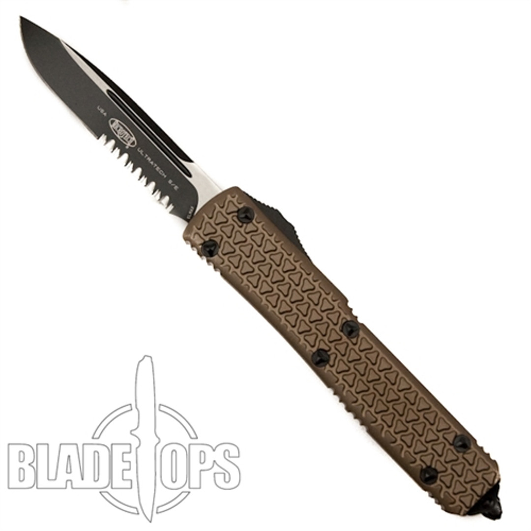 Microtech 121-2TA Tan Ultratech S/E OTF Auto Knife, Black Combo Blade