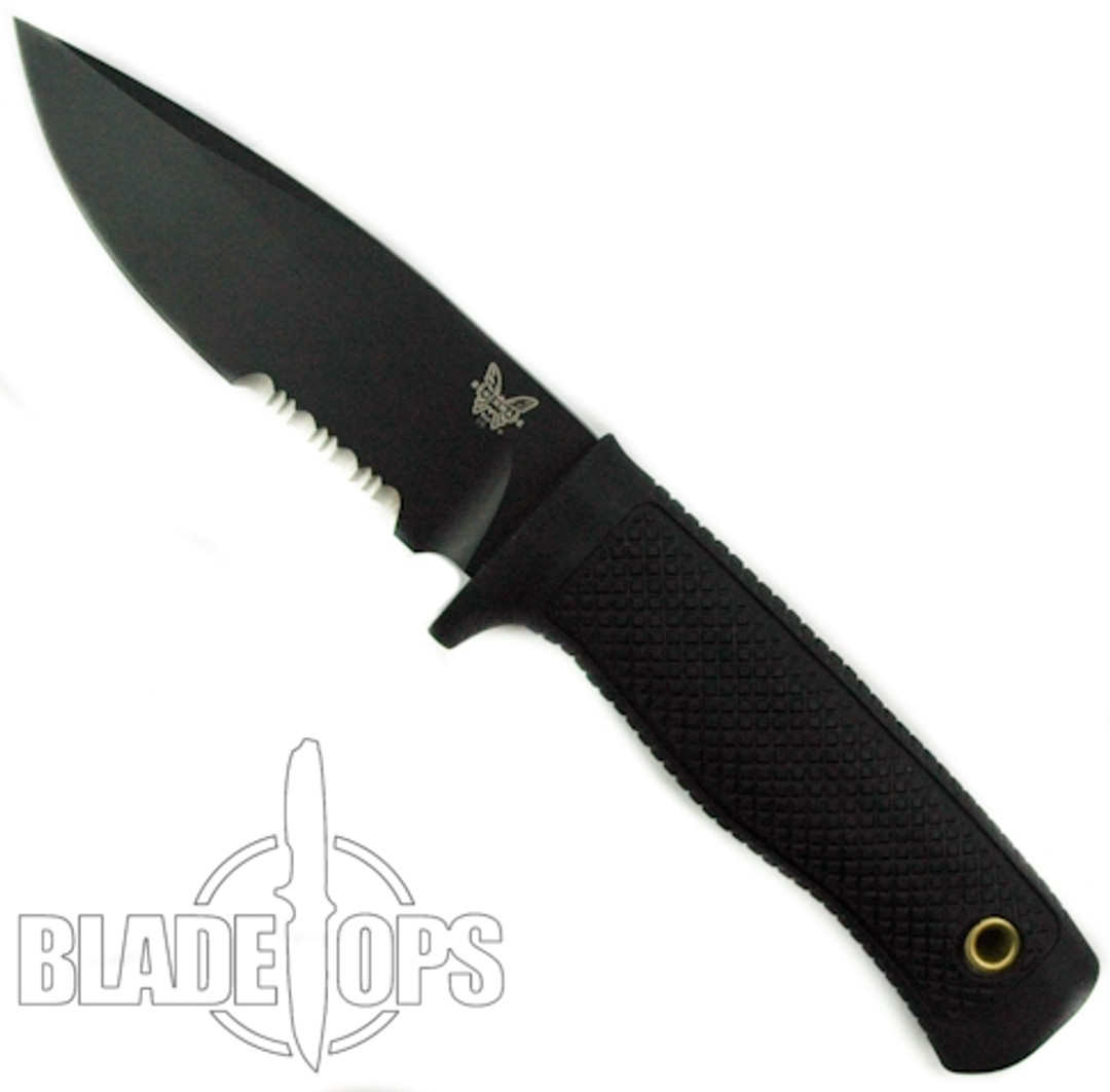 Benchmade 515SBK Pardue Rant Fixed Blade Knife, ComboEdge Black Tactical Drop Point