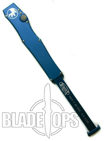 Microtech Halo V OTF BLUE Automatic Tanto Point Knife, Satin Standard, MT150-4BL