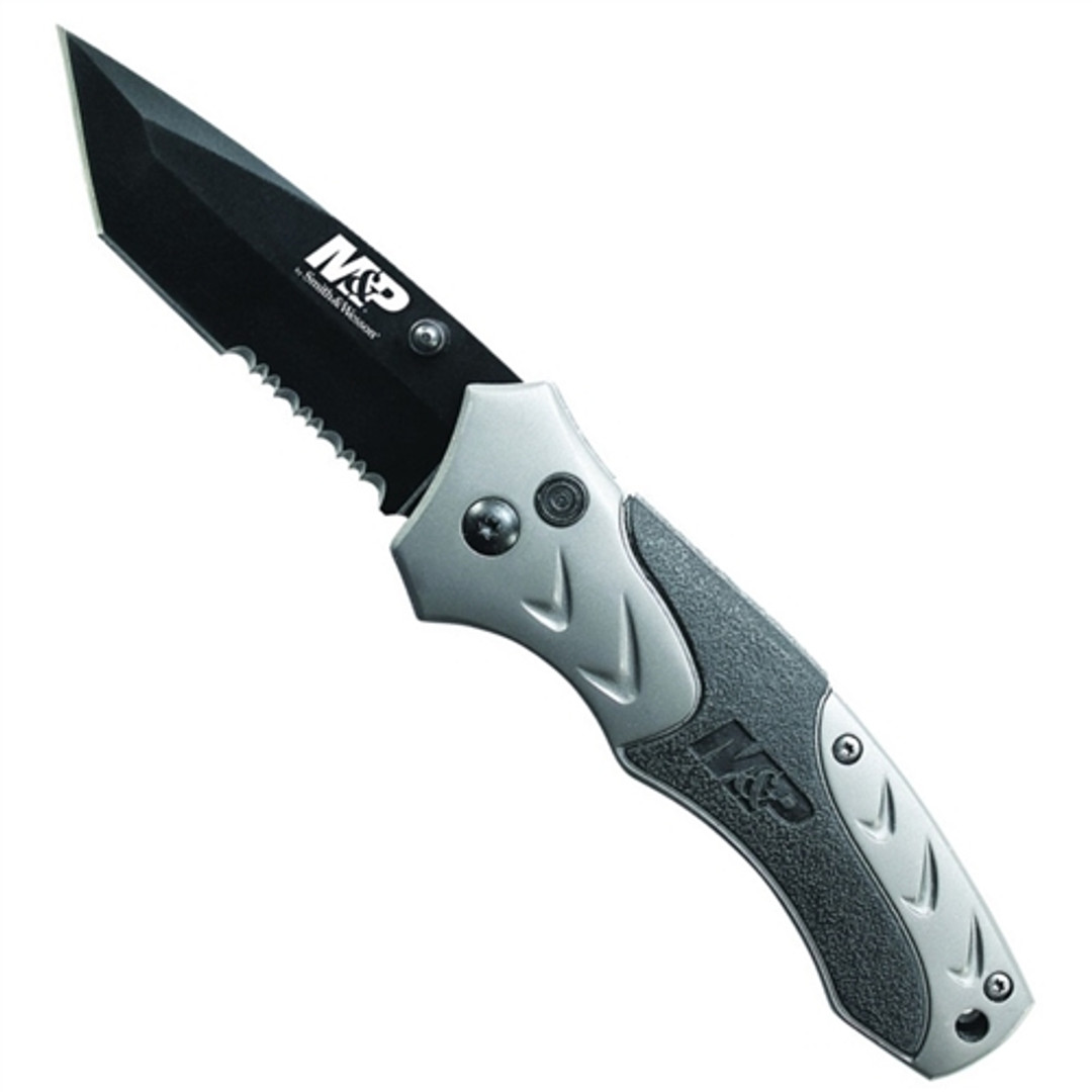 Smith & Wesson MP7TS Button Lock Knife, Tanto Combo Blade