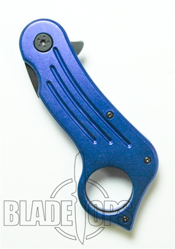 Karambit Extreme Spring Assist Knife, Blue Handle, (Black, P/S)