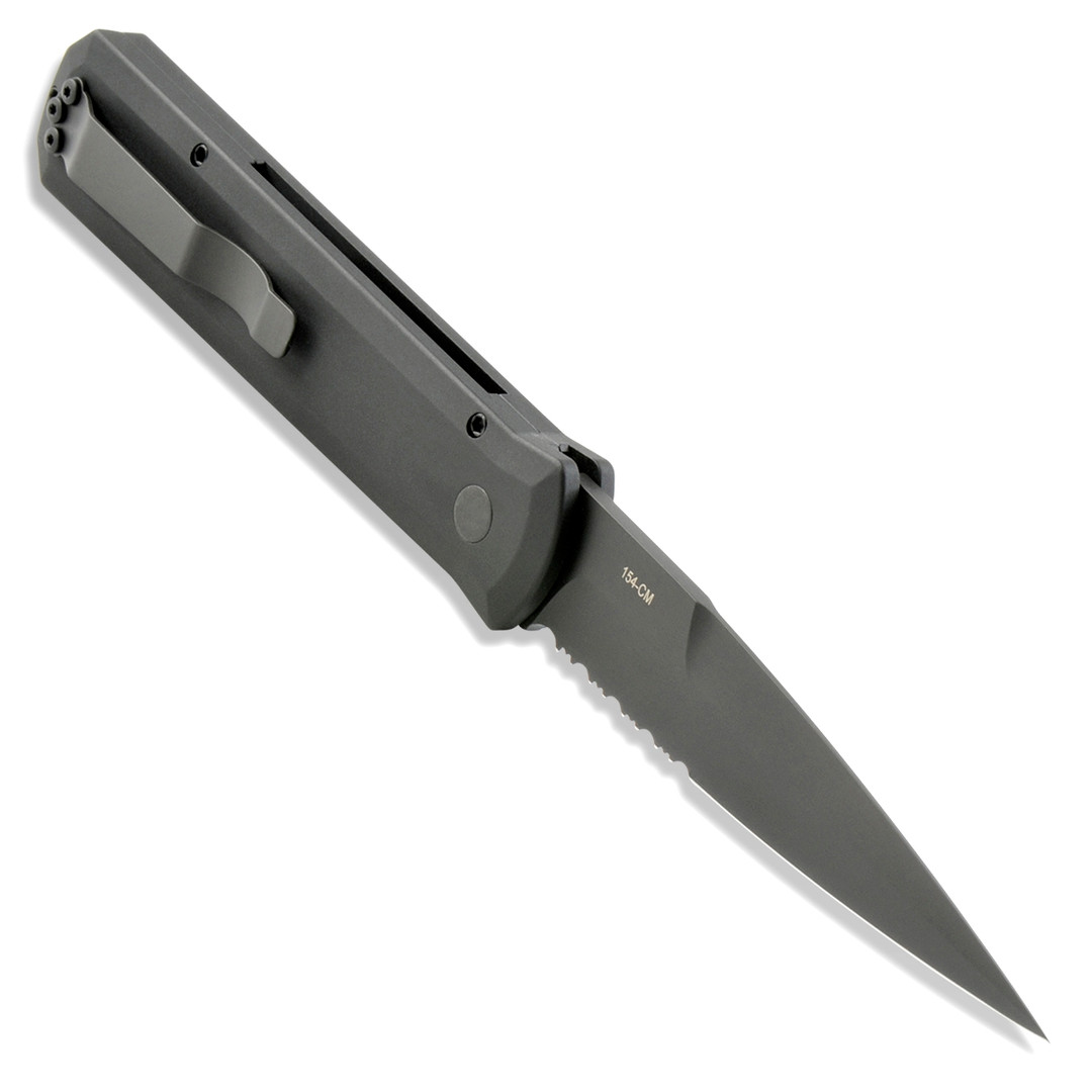Pro-Tech 921-SWATPS Tactical Godfather Auto Knife, 154CM Black Combo Blade REAR VIEW