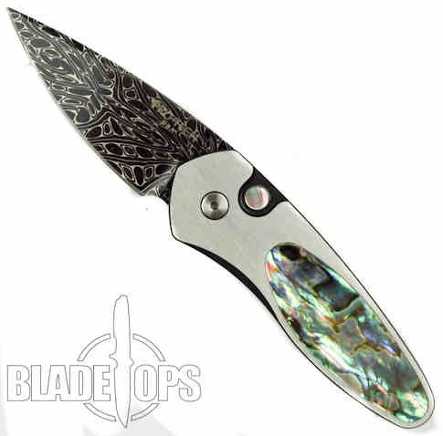 ProTech Custom Sprint Auto Knife, Damascus Blade, Two Tone Frame