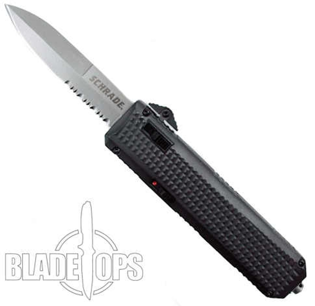 Schrade SCHOTF4S Viper OTF Assist Knife, Bead Blast Bayonet Combo Blade